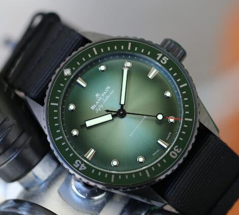 Blancpain with green gradient dial looks very charming.